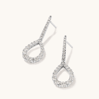 Fancy Teardrop Drop Stud Earrings with 1.25tw of Laboratory-Grown Diamonds in Sterling Silver and Platinum Earrings Bevilles 