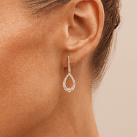 Fancy Teardrop Drop Stud Earrings with 1.25tw of Laboratory-Grown Diamonds in Sterling Silver and Platinum Earrings Bevilles 