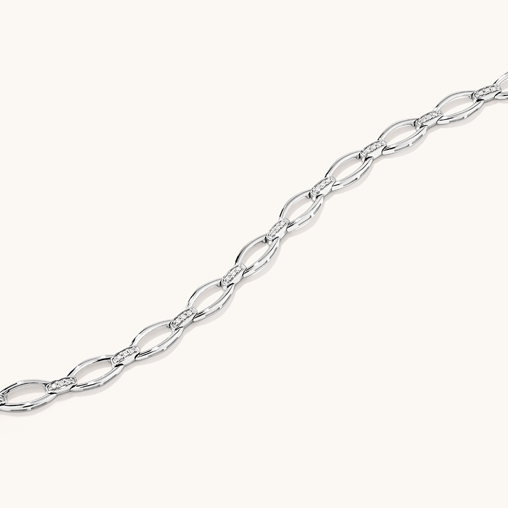 18.5cm Pavé Link Bracelet with 0.20tw of Laboratory-Grown Diamonds in Sterling Silver and Platinum Bracelets Bevilles 