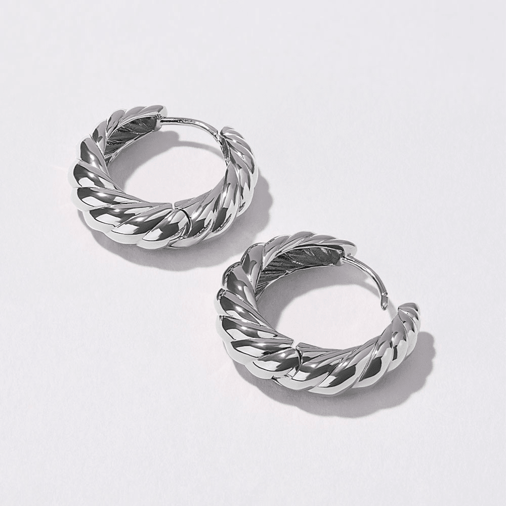 Large Croissant Huggie Earrings in Sterling Silver Earrings Bevilles 