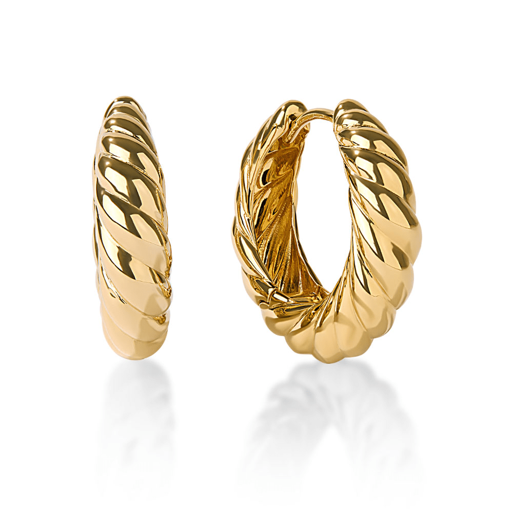 Large Croissant Huggie Earrings in 18kt Gold Plated Sterling Silver Earrings Bevilles 