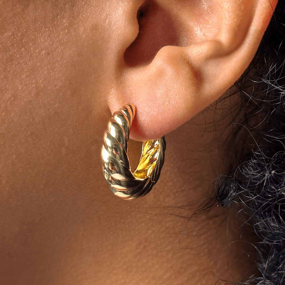 Large Croissant Huggie Earrings in 18kt Gold Plated Sterling Silver Earrings Bevilles 