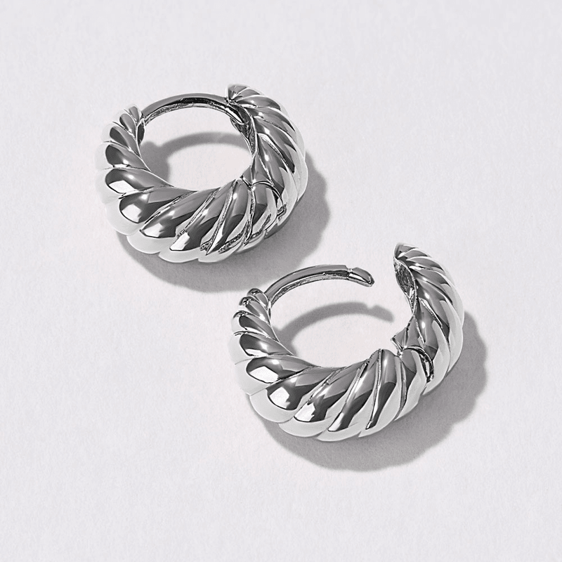 Midi Croissant Huggie Earrings in Sterling Silver Earrings Bevilles 