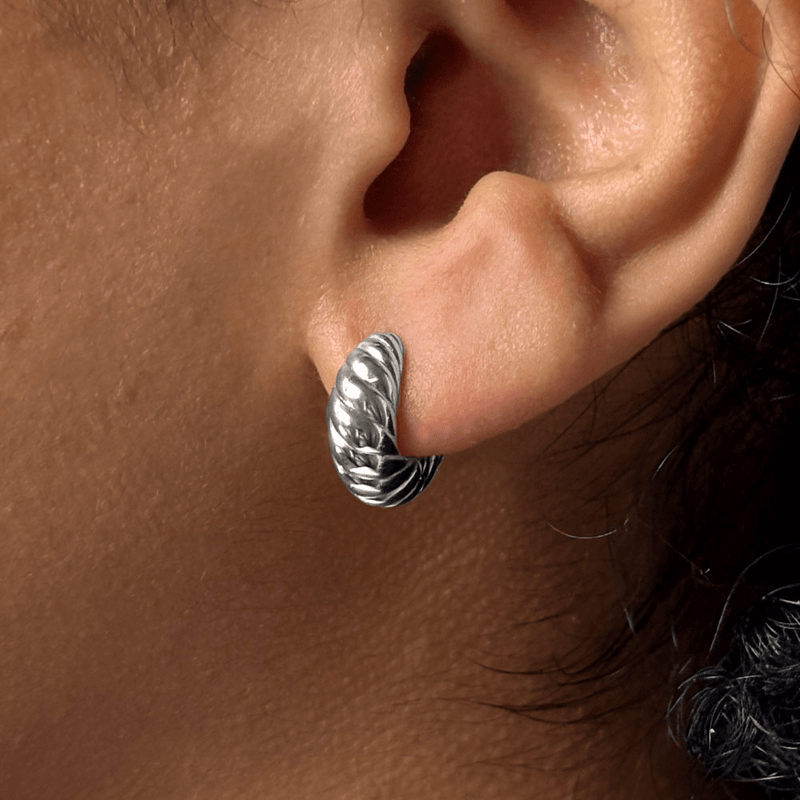 Midi Croissant Huggie Earrings in Sterling Silver Earrings Bevilles 