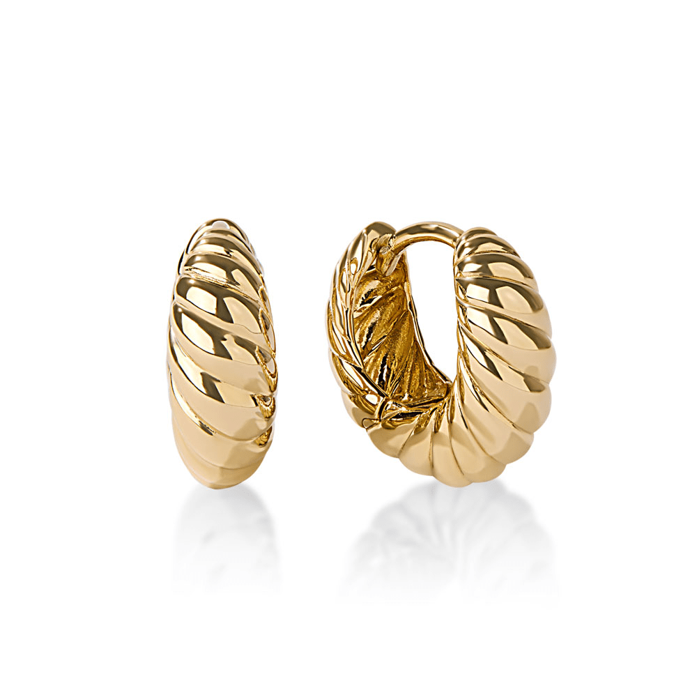 Midi Croissant Huggie Earrings in 18kt Gold Plated Sterling Silver Earrings Bevilles 