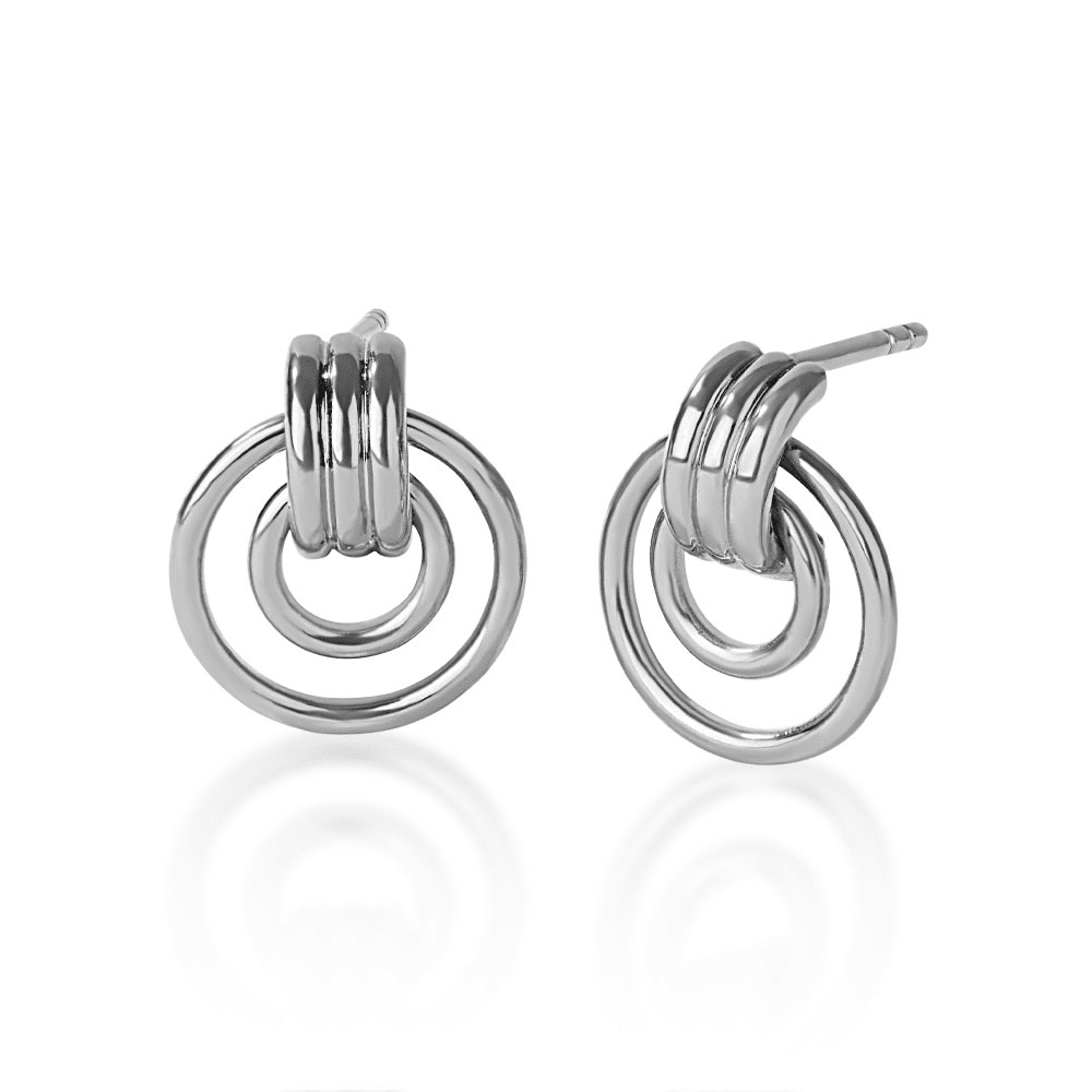 Double Strand Door Knocker Stud Earrings in Sterling Silver Earrings Bevilles 