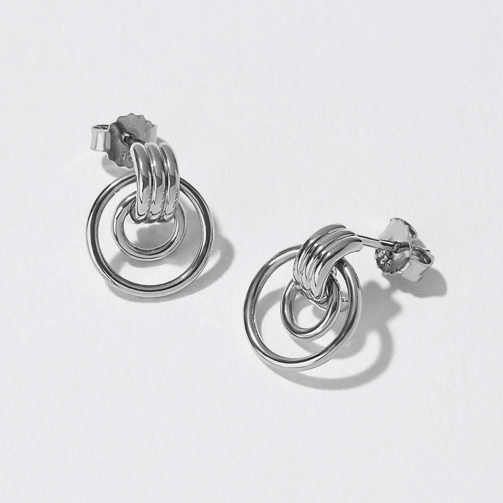 Double Strand Door Knocker Stud Earrings in Sterling Silver Earrings Bevilles 