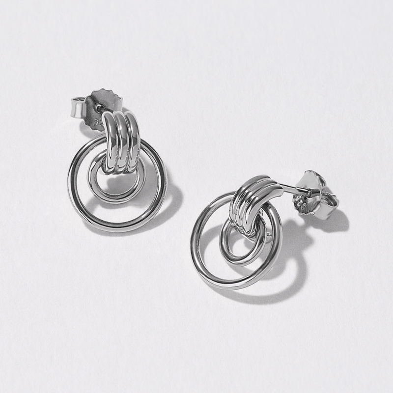Double Strand Door Knocker Stud Earrings in Sterling Silver Earrings Bevilles 