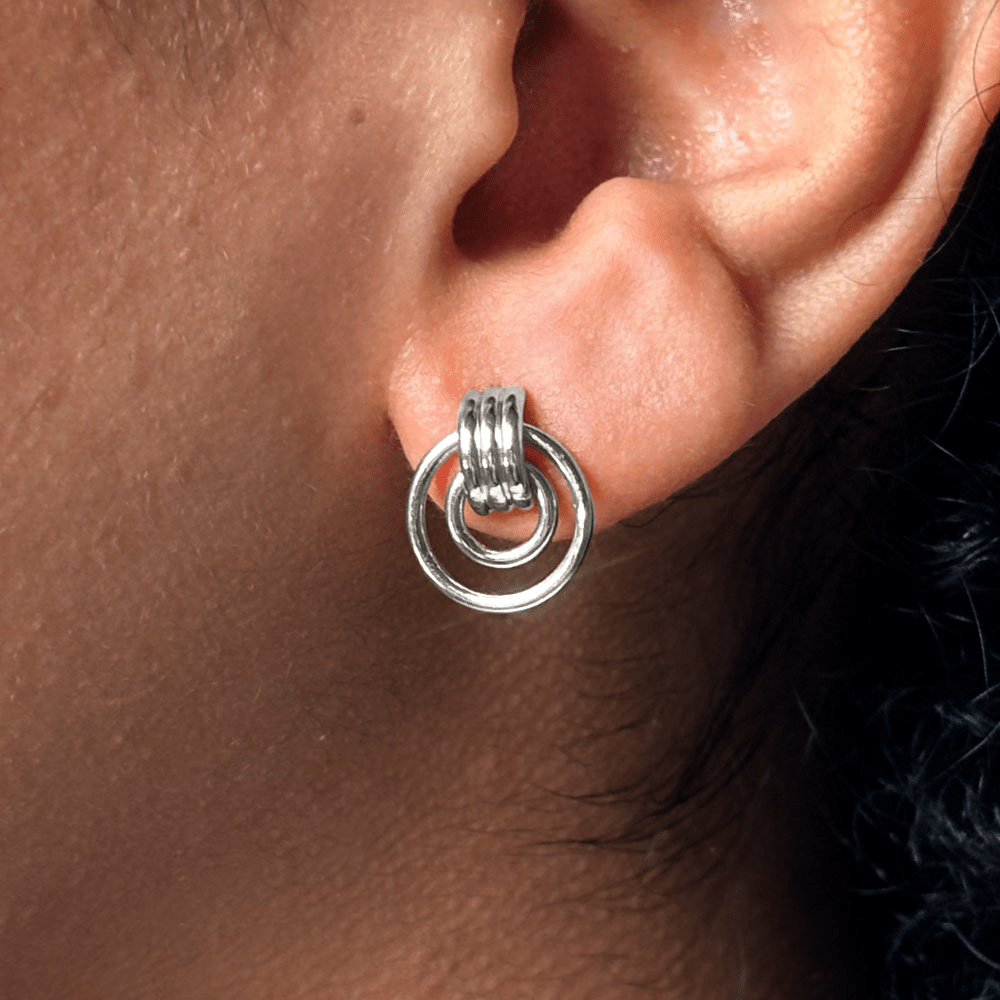 Double Strand Door Knocker Stud Earrings in Sterling Silver Earrings Bevilles 