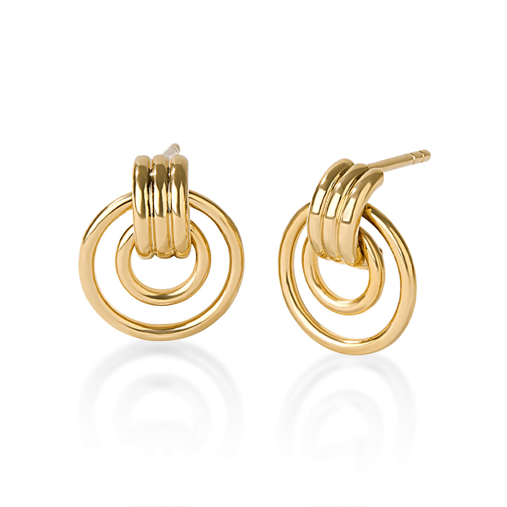 Double Strand Door Knocker Stud Earrings in 18kt Gold Plated Sterling Silver Earrings Bevilles 
