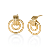 Double Strand Door Knocker Stud Earrings in 18kt Gold Plated Sterling Silver Earrings Bevilles 