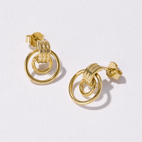 Double Strand Door Knocker Stud Earrings in 18kt Gold Plated Sterling Silver Earrings Bevilles 