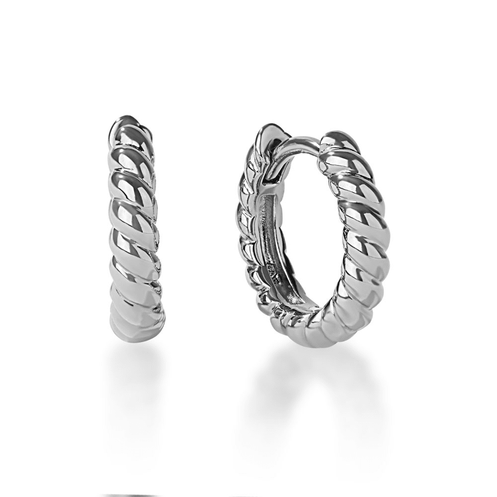 Mini Croissant Huggie Earrings in Sterling Silver Earrings Bevilles 