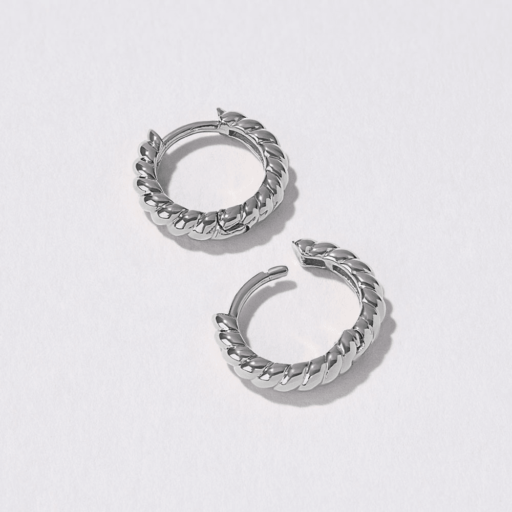 Mini Croissant Huggie Earrings in Sterling Silver Earrings Bevilles 