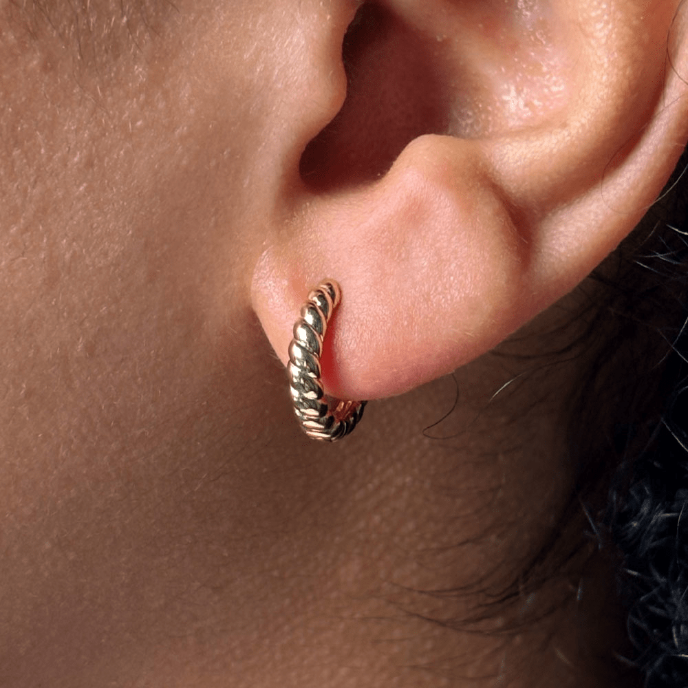 Mini Croissant Huggie Earrings in 18kt Gold Plated Sterling Silver Earrings Bevilles 