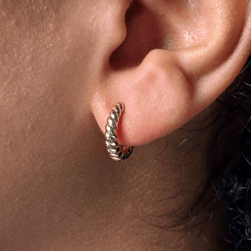 Mini Croissant Huggie Earrings in 18kt Gold Plated Sterling Silver Earrings Bevilles 
