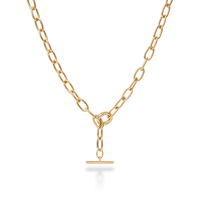 Paperclip Fob Chain Necklace in 18kt Gold Plated Sterling Silver Necklaces Bevilles 