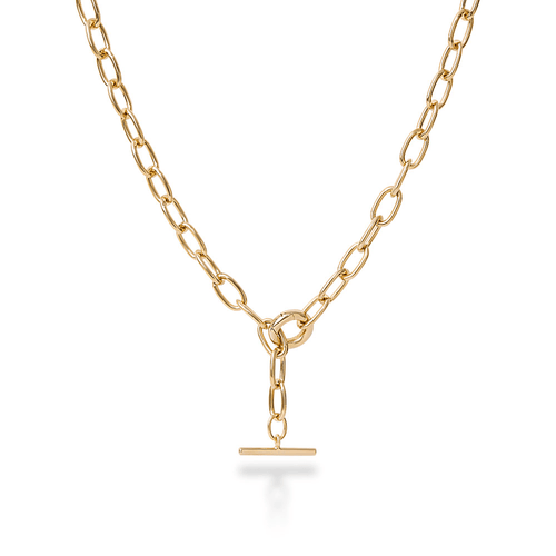 Paperclip Fob Chain Necklace in 18kt Gold Plated Sterling Silver Necklaces Bevilles 