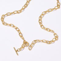 Paperclip Fob Chain Necklace in 18kt Gold Plated Sterling Silver Necklaces Bevilles 