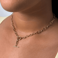 Paperclip Fob Chain Necklace in 18kt Gold Plated Sterling Silver Necklaces Bevilles 