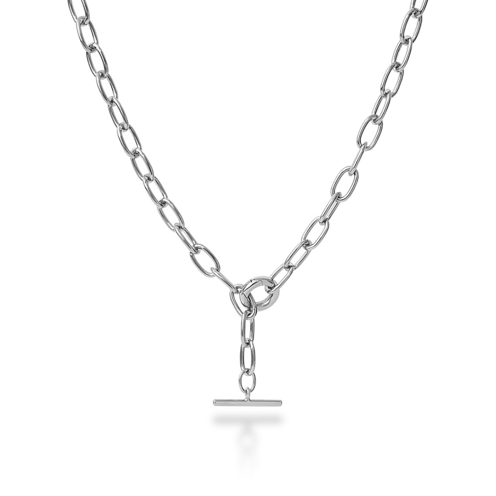 Paperclip Fob Chain Necklace in Sterling Silver Necklaces Bevilles 