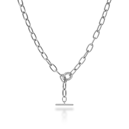 Paperclip Fob Chain Necklace in Sterling Silver Necklaces Bevilles 