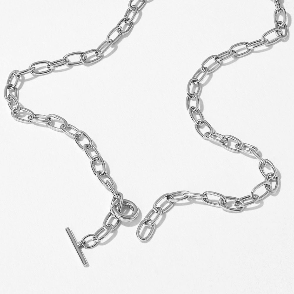 Paperclip Fob Chain Necklace in Sterling Silver Necklaces Bevilles 