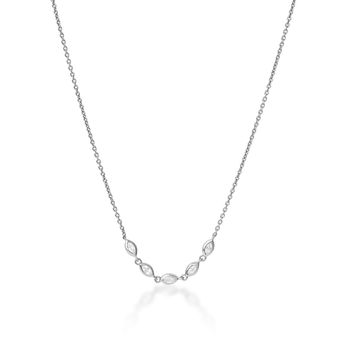 Cubic Zirconia Marquise Necklace in Sterling Silver Necklaces Bevilles 