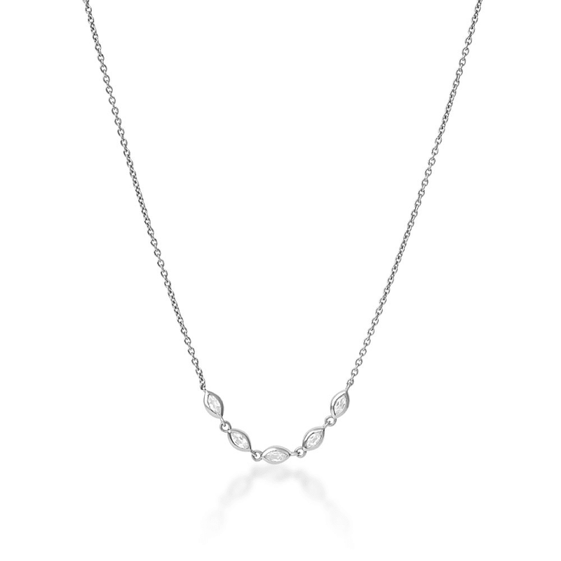 Cubic Zirconia Marquise Necklace in Sterling Silver Necklaces Bevilles 
