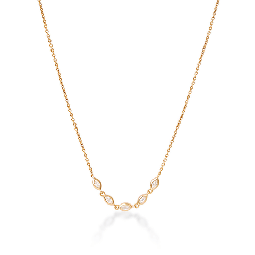 Cubic Zirconia Marquise Necklace in 18kt Gold Plated Sterling Silver Necklaces Bevilles 