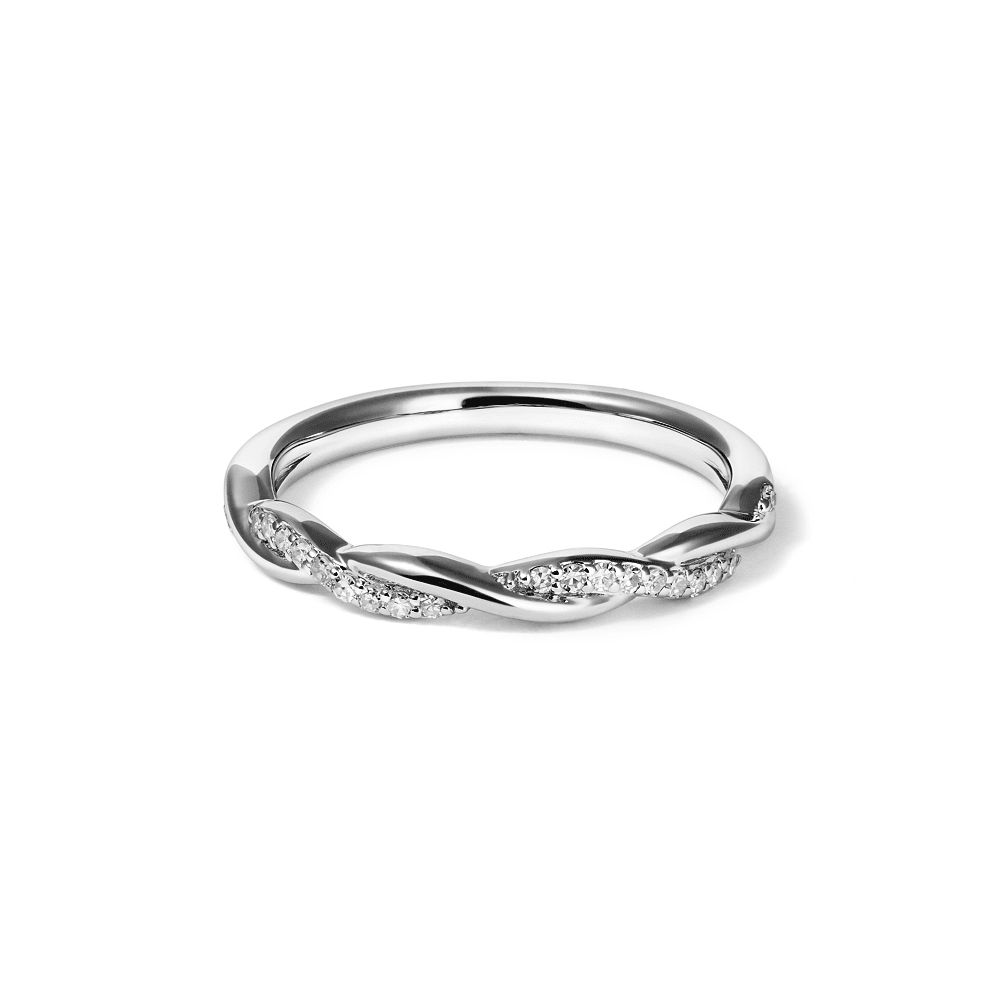 Twist Ring with 0.10tw of Laboratory-Grown Diamonds in Sterling Silver and Platinum Rings Bevilles 