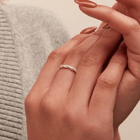 Twist Ring with 0.10tw of Laboratory-Grown Diamonds in Sterling Silver and Platinum Rings Bevilles 