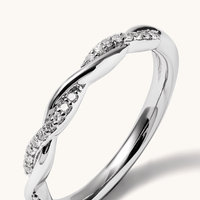 Twist Ring with 0.10tw of Laboratory-Grown Diamonds in Sterling Silver and Platinum Rings Bevilles 