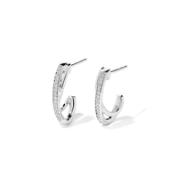 Crossover Huggie Earrings with 0.10tw of Laboratory-Grown Diamonds in Sterling Silver and Platinum Earrings Bevilles 
