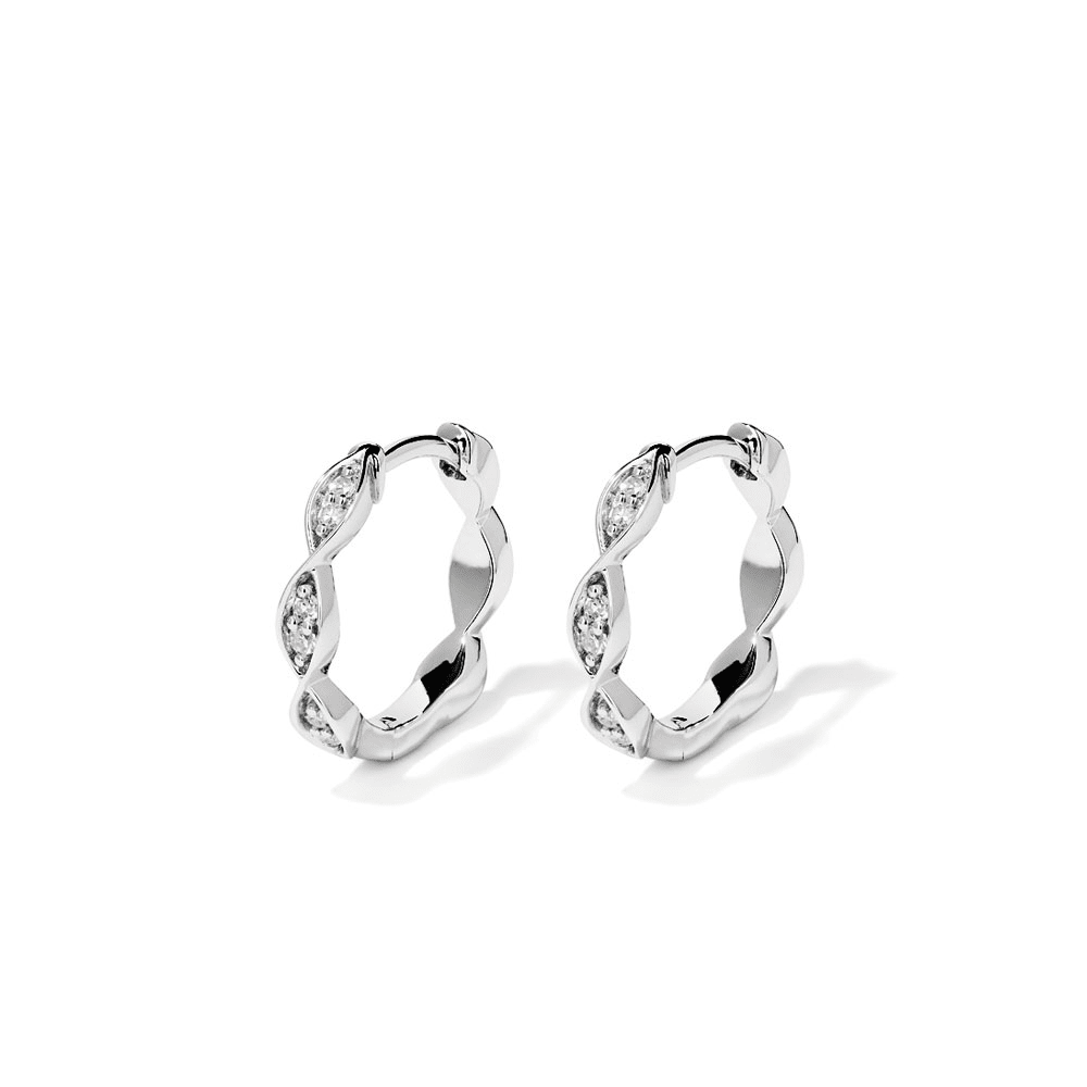 Twist Huggie Earrings with 0.10tw of Laboratory-Grown Diamonds in Sterling Silver and Platinum Earrings Bevilles 