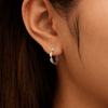 Twist Huggie Earrings with 0.10tw of Laboratory-Grown Diamonds in Sterling Silver and Platinum Earrings Bevilles 