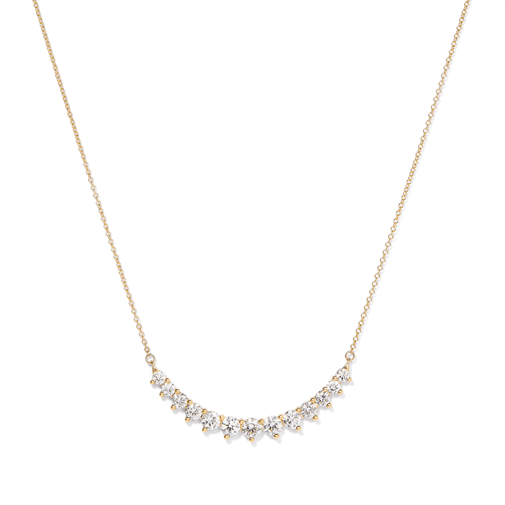 45cm Curved Bar Necklace with 2.00tw of Laboratory-Grown Diamonds in 9kt Yellow Gold Pendants Bevilles 