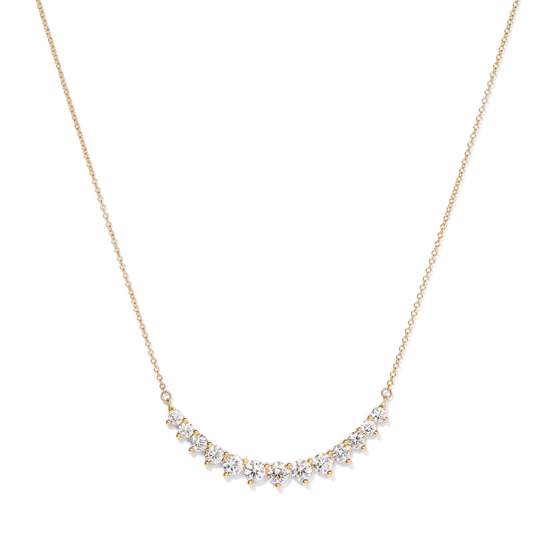 45cm Curved Bar Necklace with 2.00tw of Laboratory-Grown Diamonds in 9kt Yellow Gold Pendants Bevilles 
