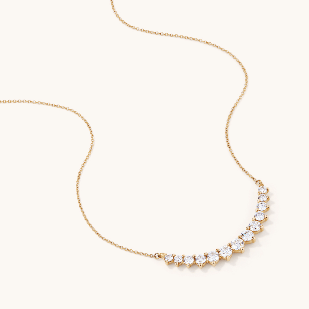 45cm Curved Bar Necklace with 2.00tw of Laboratory-Grown Diamonds in 9kt Yellow Gold Necklaces Bevilles 