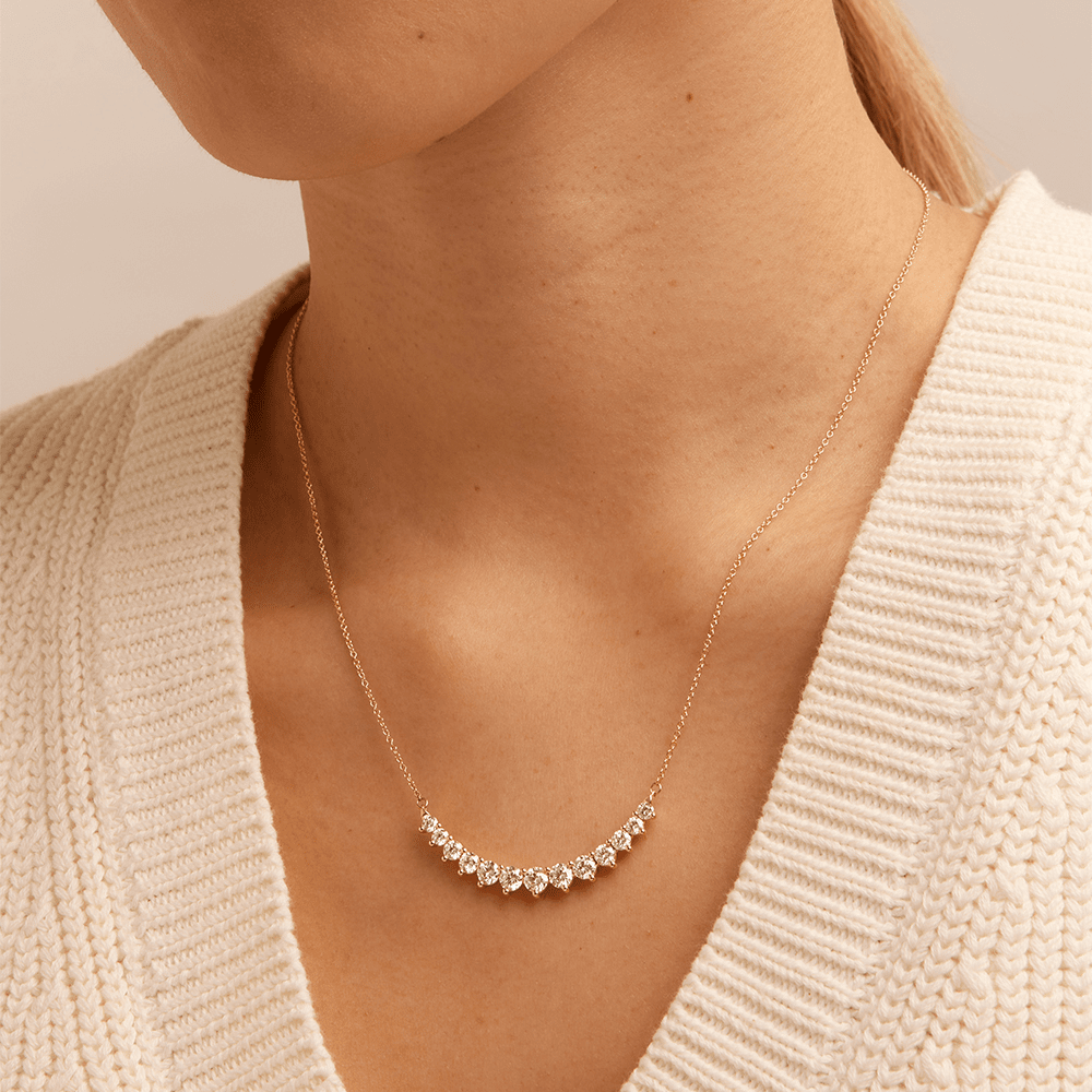 45cm Curved Bar Necklace with 2.00tw of Laboratory-Grown Diamonds in 9kt Yellow Gold Pendants Bevilles 