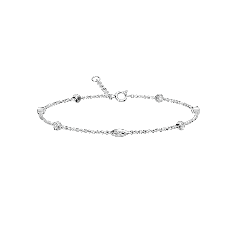 19cm Station Bracelet with 0.05tw of Laboratory-Grown Diamonds in Sterling Silver and Platinum Bracelets Bevilles 