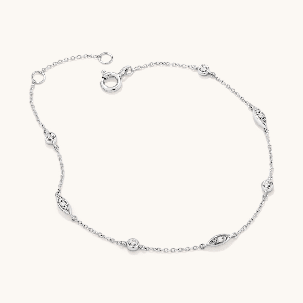 19cm Station Bracelet with 0.05tw of Laboratory-Grown Diamonds in Sterling Silver and Platinum Bracelets Bevilles 