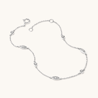 19cm Geometric Station Bracelet with 0.05tw of Laboratory-Grown Diamonds in Sterling Silver and Platinum Bracelets Bevilles 