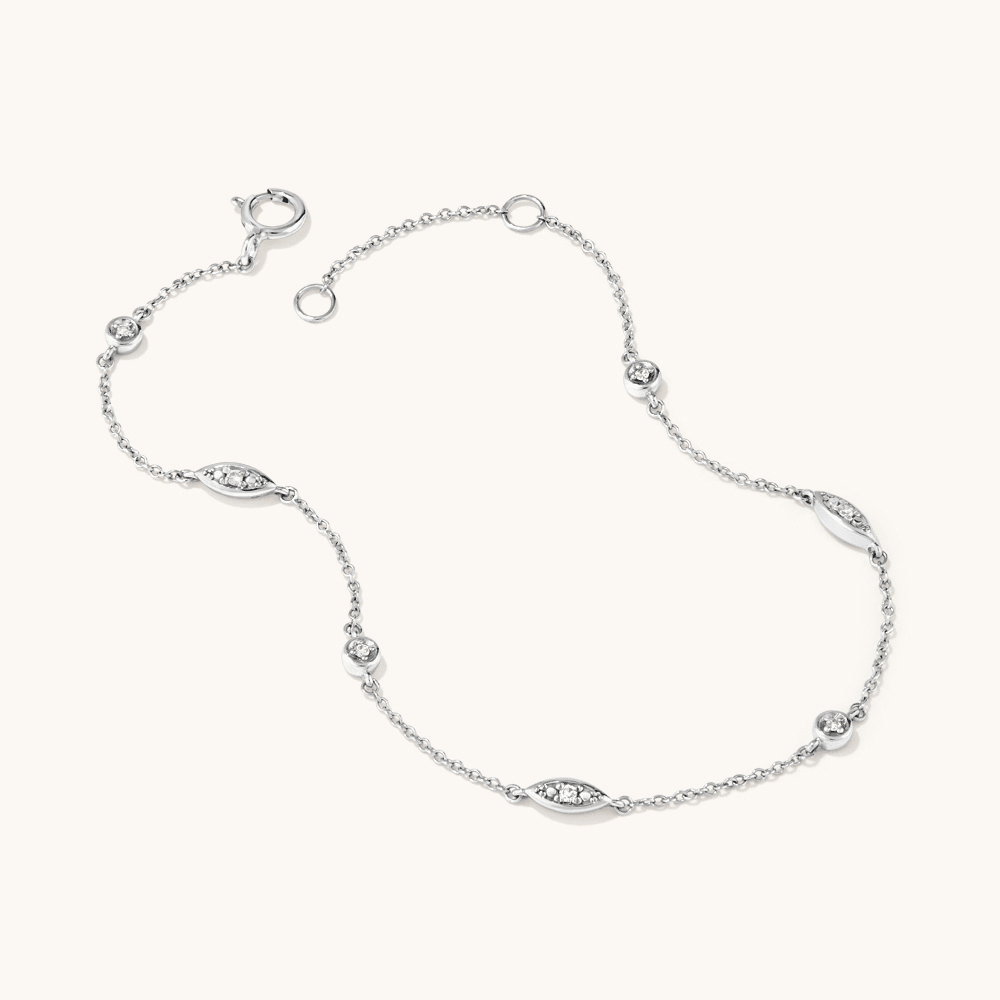 19cm Geometric Station Bracelet with 0.05tw of Laboratory-Grown Diamonds in Sterling Silver and Platinum Bracelets Bevilles 