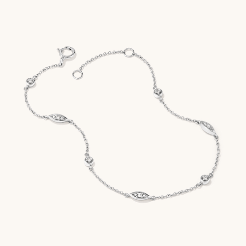 19cm Geometric Station Bracelet with 0.05tw of Laboratory-Grown Diamonds in Sterling Silver and Platinum Bracelets Bevilles 