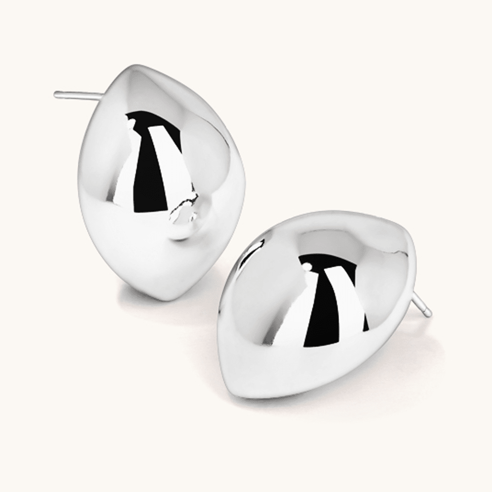Domed Pebbled Studs in Sterling Silver Earrings Bevilles 