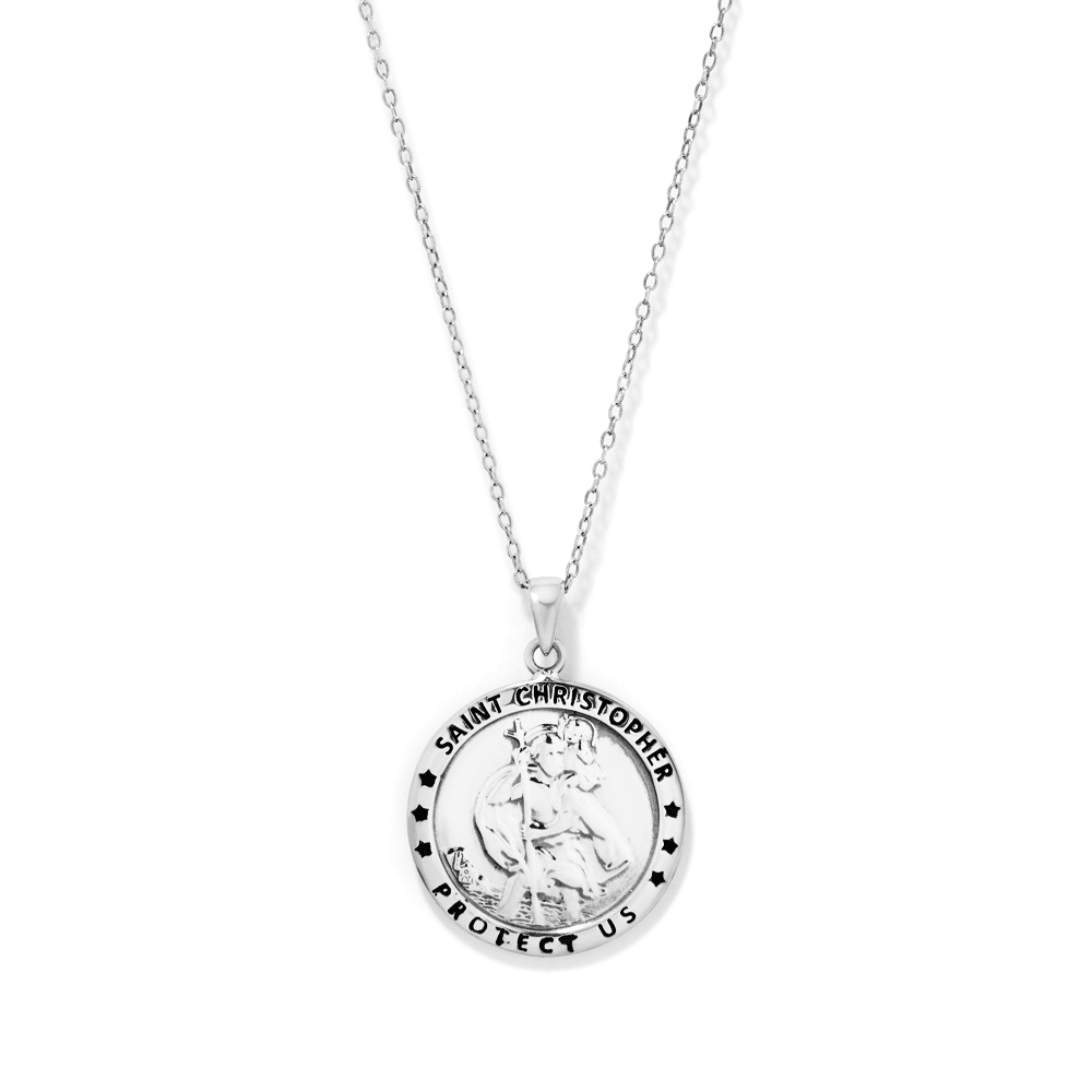 45cm St Christopher Necklace in Sterling Silver Pendants Bevilles 