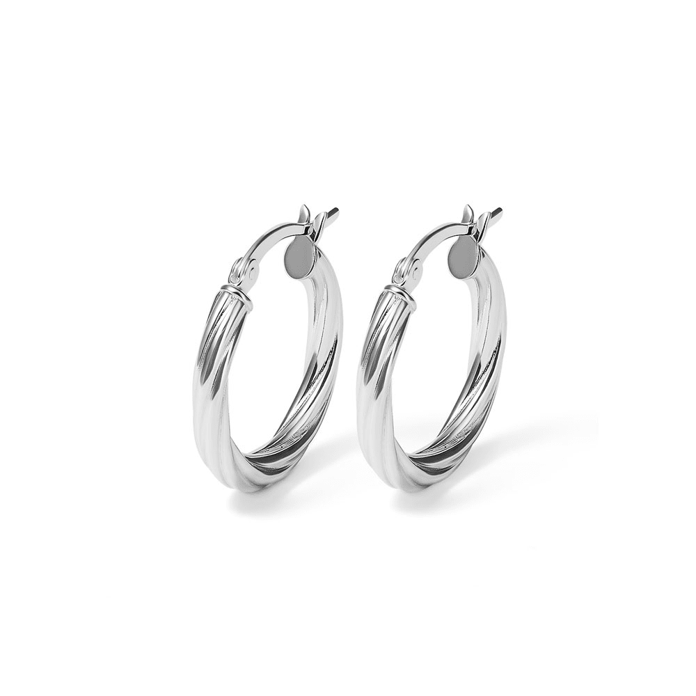 20mm Twist Hoop Earrings in Sterling Silver Earrings Bevilles 
