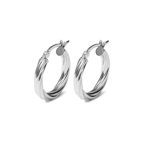 20mm Twist Hoop Earrings in Sterling Silver Earrings Bevilles 