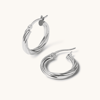 20mm Twist Hoop Earrings in Sterling Silver Earrings Bevilles 